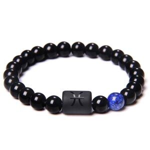 NEW PISCES Zodiac Sign Elastic Tiger Eye Double Sided Beaded Bracelet